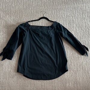 Free people Black Off-Shoulder Tie-Sleeve Top